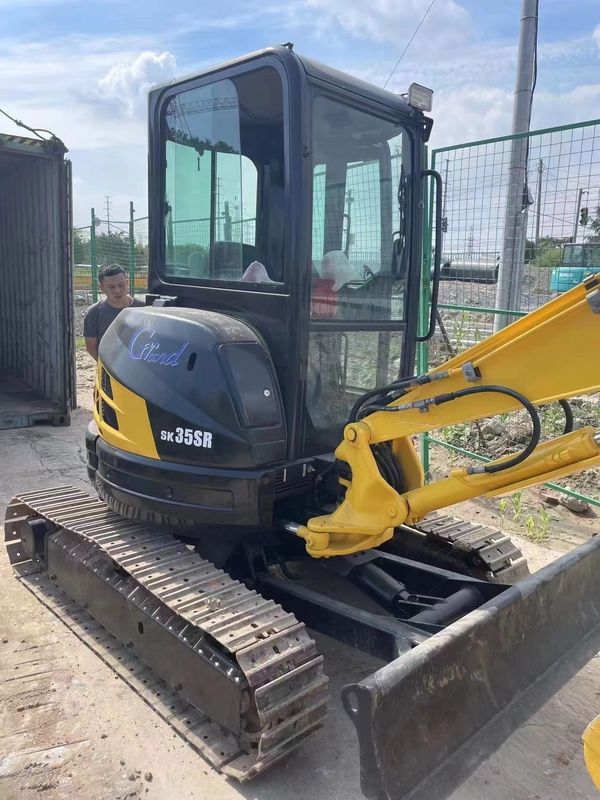노란색 색상 원본 페인트 사용 된 Kobelco 35sr 중고용 미니 발굴기